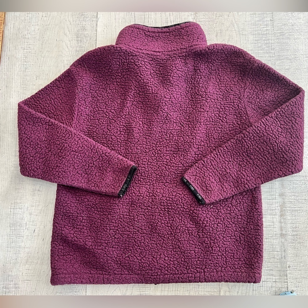 Pink by Victoria Secret Maroon Sherpa Quarter Zip Pull Over Jacket Size Small - Picture 3 of 12